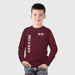 Лонгслив хлопковый детский ACDC Рок, цвет: меланж-бордовый — фото 2