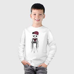 Лонгслив хлопковый детский Panda hipster, цвет: белый — фото 2