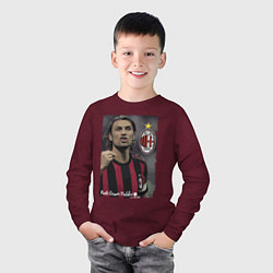 Лонгслив хлопковый детский Paolo Cesare Maldini - Milan, captain, цвет: меланж-бордовый — фото 2