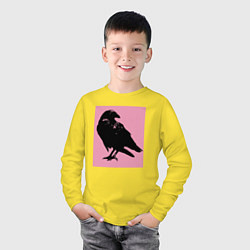 Лонгслив хлопковый детский Ворона на розовом, цвет: желтый — фото 2