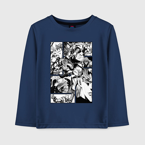 Детский лонгслив Дио Брандо Панель манги / Тёмно-синий – фото 1