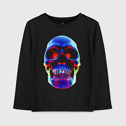 Лонгслив хлопковый детский Cool neon skull, цвет: черный