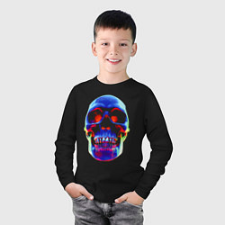 Лонгслив хлопковый детский Cool neon skull, цвет: черный — фото 2