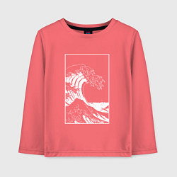 Лонгслив хлопковый детский Japan waves Японская волна, цвет: коралловый