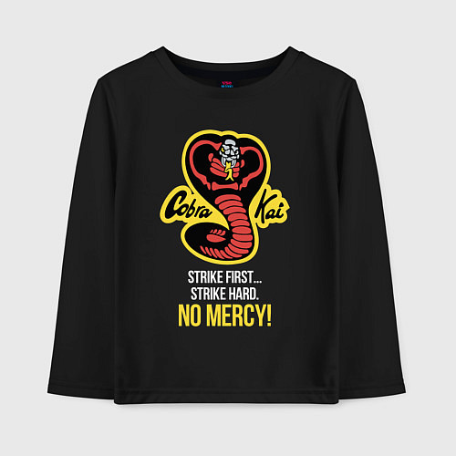 Детский лонгслив Cobra Kai No mercy! / Черный – фото 1