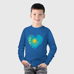 Лонгслив хлопковый детский Kazakhstan Heart, цвет: синий — фото 2