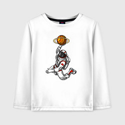 Лонгслив хлопковый детский Космический баскетболист, цвет: белый