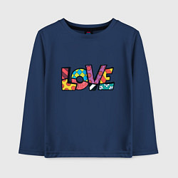 Лонгслив хлопковый детский Love pop-art, цвет: тёмно-синий
