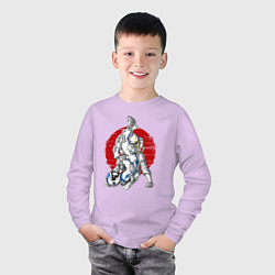 Лонгслив хлопковый детский Боевые искусства космонавтов, цвет: лаванда — фото 2