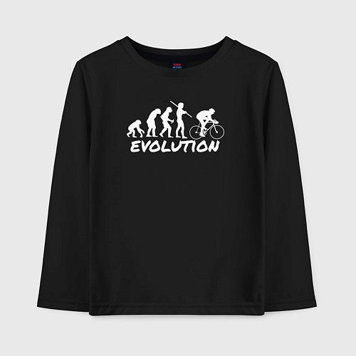 Детский лонгслив Эволюция велосипедиста / Черный – фото 1