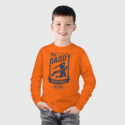Лонгслив хлопковый детский Папа любит Баскетбол, цвет: оранжевый — фото 2