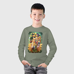 Лонгслив хлопковый детский Легенда о Зельде арт, цвет: авокадо — фото 2