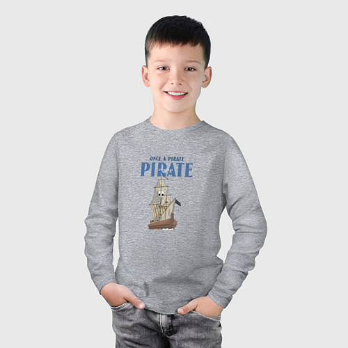 Детский лонгслив Once a pirate always a pirate / Меланж – фото 3