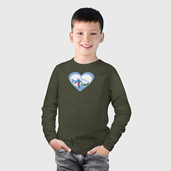 Лонгслив хлопковый детский Сноубординг В Сердце!, цвет: меланж-хаки — фото 2