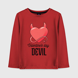 Лонгслив хлопковый детский Valentines Day Devil, цвет: красный