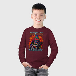 Лонгслив хлопковый детский Воин инопланетянин, цвет: меланж-бордовый — фото 2