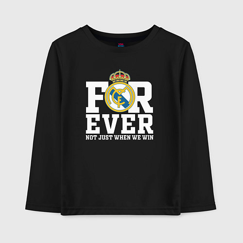 Детский лонгслив Real Madrid, Реал Мадрид FOREVER NOT JUST WHEN WE / Черный – фото 1