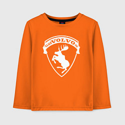Лонгслив хлопковый детский Volvo логотип белый, цвет: оранжевый