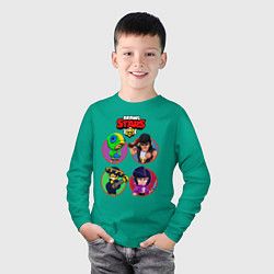 Лонгслив хлопковый детский Персонажи Бравл Старс Brawl Stars heroes, цвет: зеленый — фото 2
