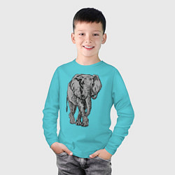 Лонгслив хлопковый детский Огромный могучий слон, цвет: бирюзовый — фото 2
