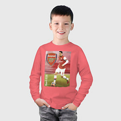 Лонгслив хлопковый детский Arsenal, Mesut Ozil, цвет: коралловый — фото 2
