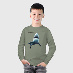 Лонгслив хлопковый детский Акула - топ менеджер, цвет: авокадо — фото 2