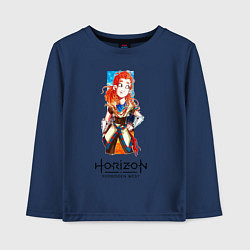 Лонгслив хлопковый детский Элой арт Horizon Forbidden West, цвет: тёмно-синий