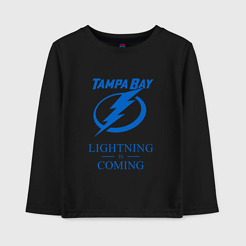 Детский лонгслив Tampa Bay Lightning is coming, Тампа Бэй Лайтнинг / Черный – фото 1