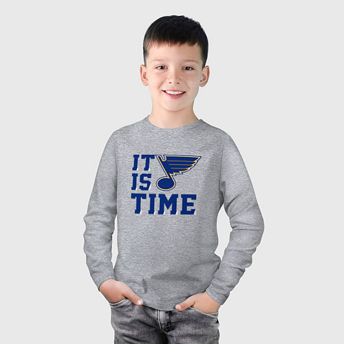 Детский лонгслив It is St Louis Blues time Сент Луис Блюз / Меланж – фото 3