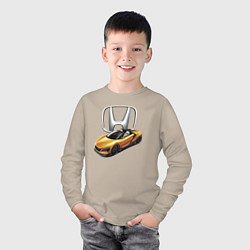 Лонгслив хлопковый детский Honda Concept Motorsport, цвет: миндальный — фото 2