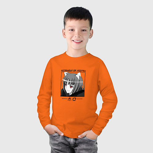 Детский лонгслив Волчица и пряности Spice and Wolf, Холо / Оранжевый – фото 3