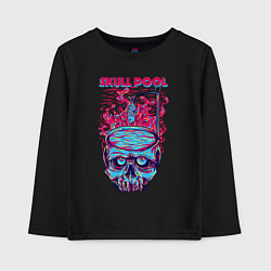 Лонгслив хлопковый детский Череп с бассейном, цвет: черный