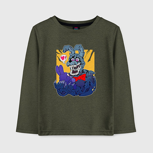 Детский лонгслив Аниматроник Кролик Бонни / Меланж-хаки – фото 1