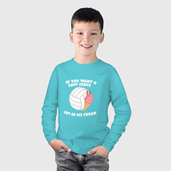 Лонгслив хлопковый детский Ice Cream Volleyball, цвет: бирюзовый — фото 2