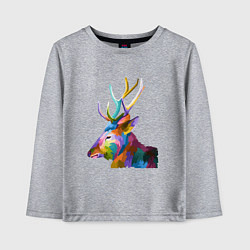 Лонгслив хлопковый детский Цветной олень Colored Deer, цвет: меланж