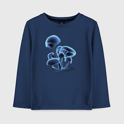Лонгслив хлопковый детский Неоновые грибы, цвет: тёмно-синий