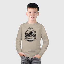 Лонгслив хлопковый детский Motorcycle Born to ride, цвет: миндальный — фото 2