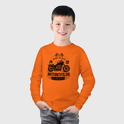 Лонгслив хлопковый детский Motorcycle Born to ride, цвет: оранжевый — фото 2