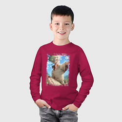 Лонгслив хлопковый детский Радостный Сэнку, цвет: маджента — фото 2