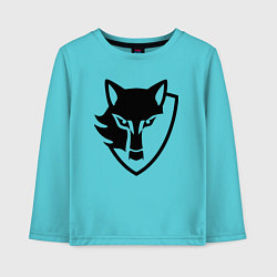 Лонгслив хлопковый детский Wolf Emblem, цвет: бирюзовый