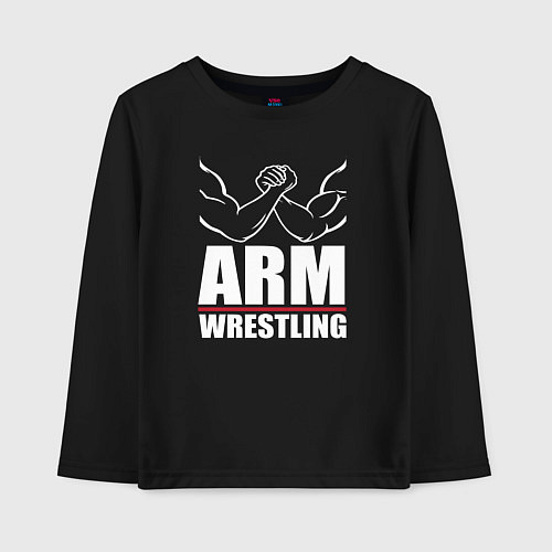 Детский лонгслив Армрестлинг мускулистые руки / Черный – фото 1