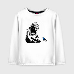 Детский лонгслив BANKSY girl with blue bird БЭНКСИ девочка с синей