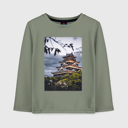 Детский лонгслив Старинный Замок В Японии / Авокадо – фото 1