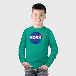 Лонгслив хлопковый детский Босс-наса, цвет: зеленый — фото 2