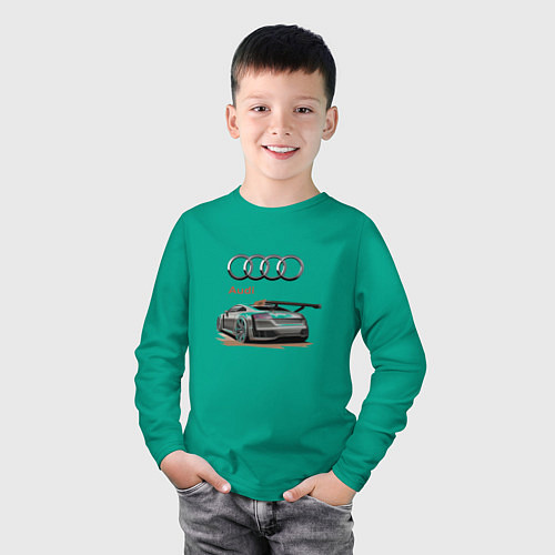 Детский лонгслив Audi Racing team / Зеленый – фото 3