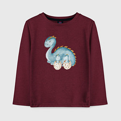 Лонгслив хлопковый детский Мама-динозавр с детенышами, цвет: меланж-бордовый