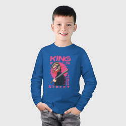 Лонгслив хлопковый детский Cyberpunk King of the street, цвет: синий — фото 2