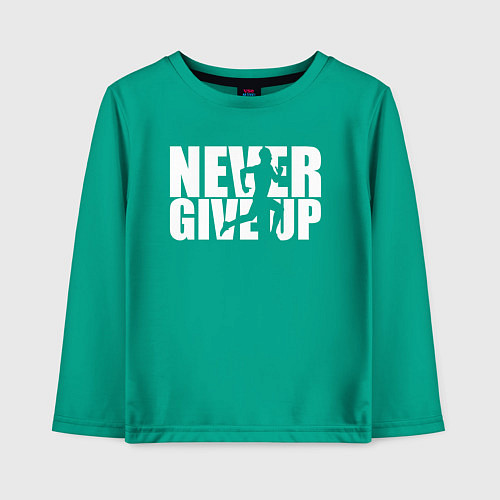Детский лонгслив NEVER GIVE UP НИКОГДА НЕ СДАВАЙСЯ СПОРТ / Зеленый – фото 1