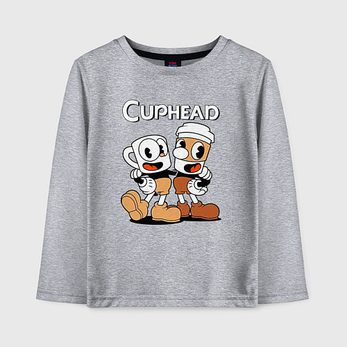 Детский лонгслив Cuphead 2 чашечки / Меланж – фото 1