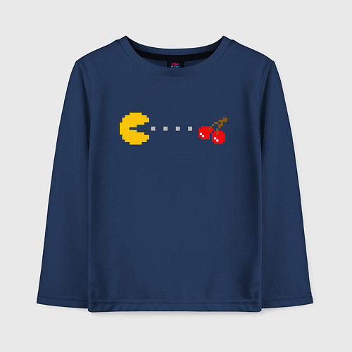 Детский лонгслив Pac-man 8bit / Тёмно-синий – фото 1